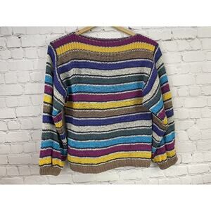 ESCADA Vintage Made In Western Germany Sweater Size 36 Loose Knit Cotton Stripe